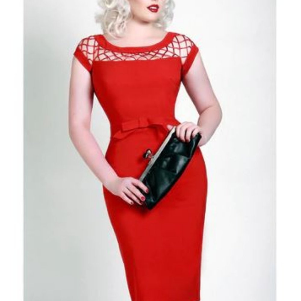 Tatyana Women's Alika Pencil Wiggle Dress Waist Bow Red Size XS